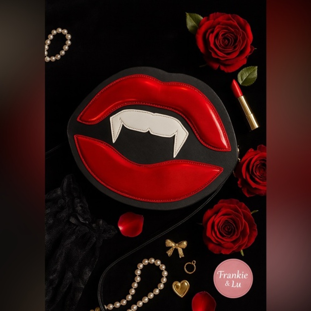 Mad Engine Glampire Lip Fang Crossbody Bag Vampire Lips Statement Bag NWT